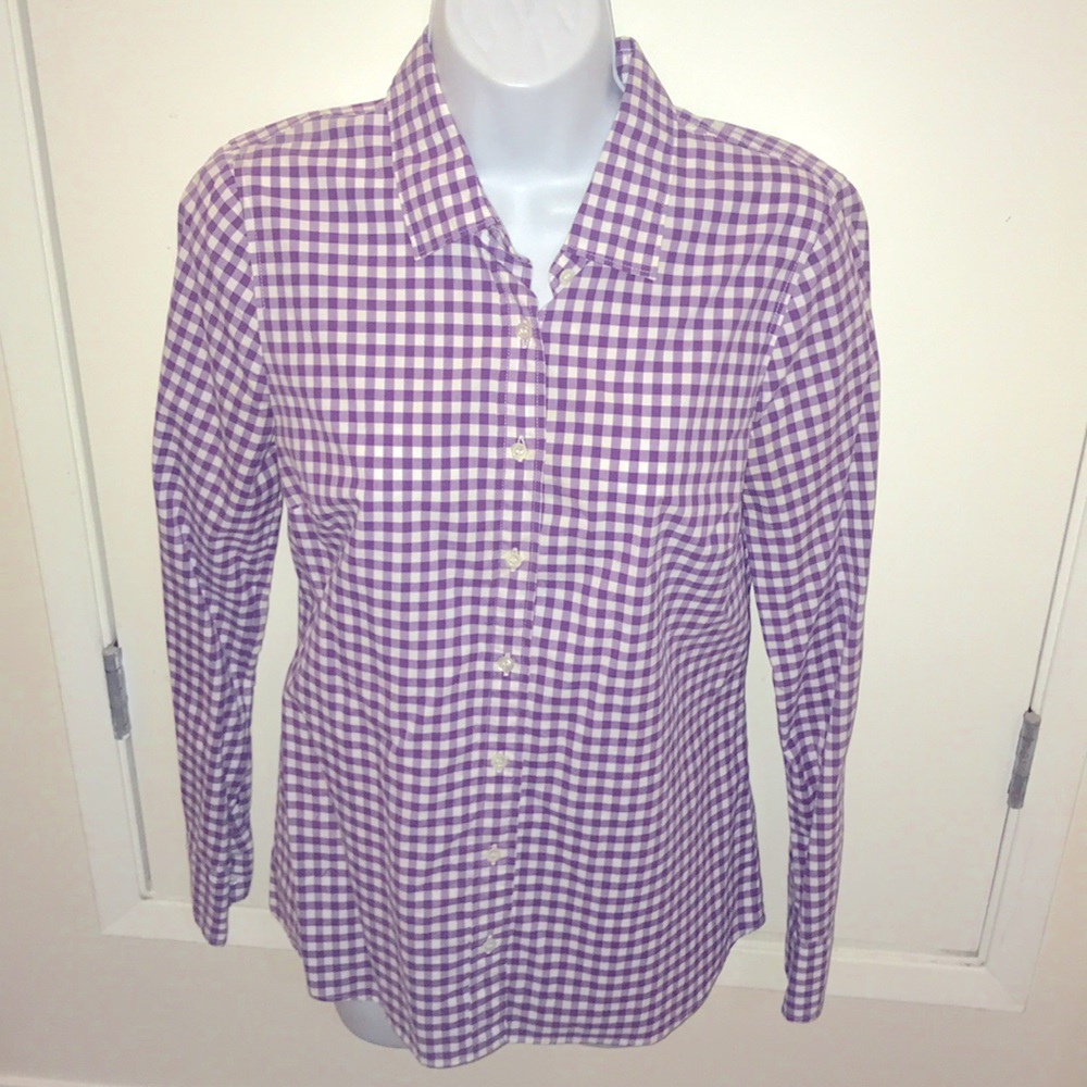 J. Crew long sleeve gingham print blouse 2